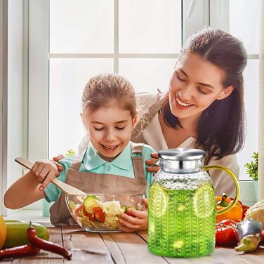 Скляна карафа Aofmee 2 літри з кришкою: для води, соку, айс-ті, преміум якість