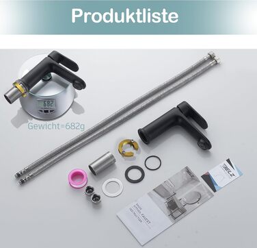 Набір змішувачів для ванної кімнати Belz, латунь, гаряча/холодна вода, однозахідний, сірий (чорний)