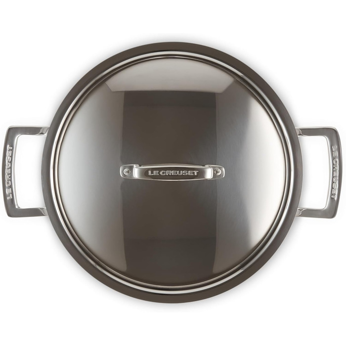 Сковорода Le Creuset з кришкою з нержавіючої сталі, 24 см, для всіх типів плит (включаючи індукцію) та духовки, срібна