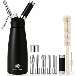 Алюмінієвий диспенсер для збивання вершків на 500 мл з 5 насадками, щітками для чищення, 0,5 л (N20 зарядний пристрій не входить до комплекту)