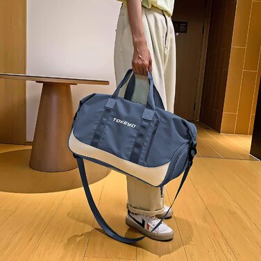 Спортивна сумка Tokeya, Дорожня сумка на 40 л для жінок і чоловіків з відділенням для взуття, велика складна спортивна сумка, водонепроникна сумка для плавання, спортивна сумка для тренувань, спортивна сумка для фітнесу, йоги, синя
