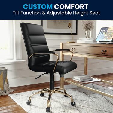 Офісний крісло Flash Furniture - крісло для шефа, біле шкіряне, з червоно-золотим каркасом, 61x58,5x103,5 см