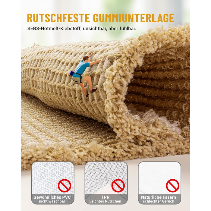 Набір килимків для ванної кімнати, антиковзаючі, бохо-стиль, 2 шт. (51x120 см + 41x61 см), коричнево-білі