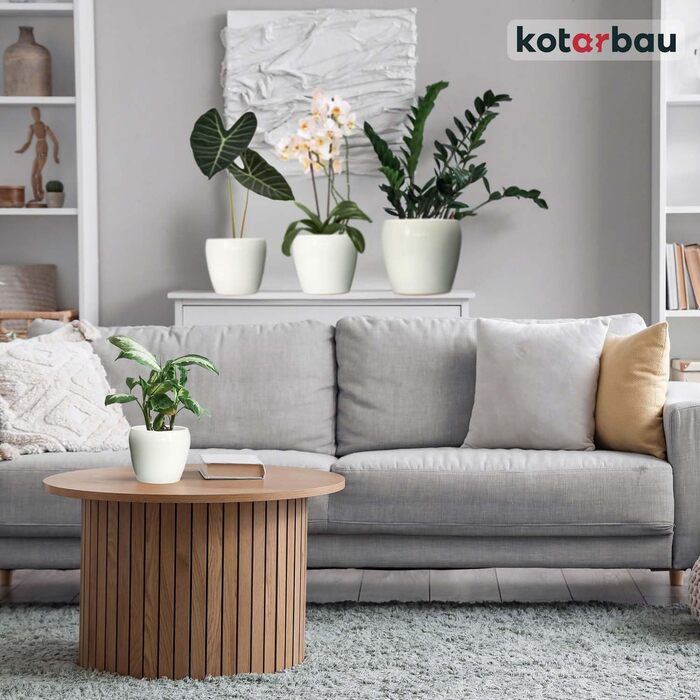 Набір горщиків для квітів KOTARBAU® 2 шт. діаметром 15 см, висотою 15 см, глазурована кераміка, білий