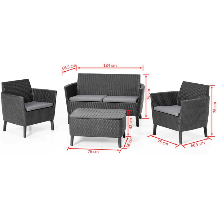 Садовий набір для відпочинку Allibert Salemo WS 2-місний (Капучино) - вуличні меблі