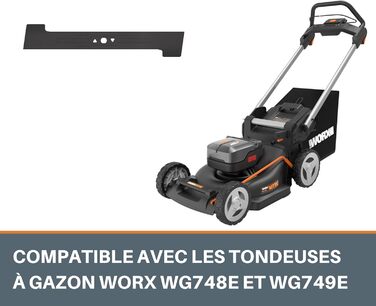 Акумуляторний газонокосарка WORX WG749E 40V PowerShare з радіоприводом, безщітковий двигун, ширина косіння 46 см, 7 положень висоти, з акумулятором та зарядним пристроєм