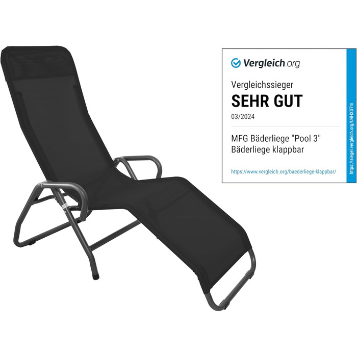 Лежак для басейну/сауни MFG, 3', антрацит/чорний