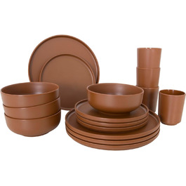 Набір посуду для кемпінгу Bo-Camp Melamin 16 предметів (колір: коричневий)