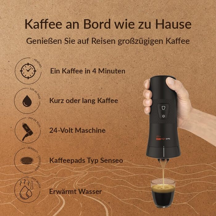 Handpresso Handcoffee Truck 21010: Кавомашина для вантажівок 24V | Сумісна з Senseo Pads