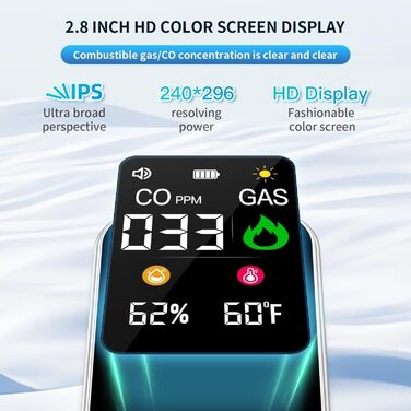 Газовий та CO-детексор 4-в-1 з розеткою для дому, HD12 Білий. Виявлення CO, газу (природний газ, LPG, метан, пропан, бутан)