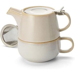 Чай на один набір Tuva - виготовлений з кераміки, 4 шт. и з ситечком з нержавіючої сталі та кришкою Глечик 0,45 л/чашка 0,25 л, 1