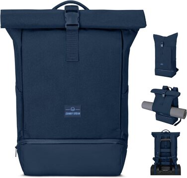 Рюкзак Johnny Urban для жінок і чоловіків - Allen Medium - Rolltop з відділенням для ноутбука для Uni Bicycle Business - 15 л - Екологічний - Водовідштовхувальний (темно-синій)