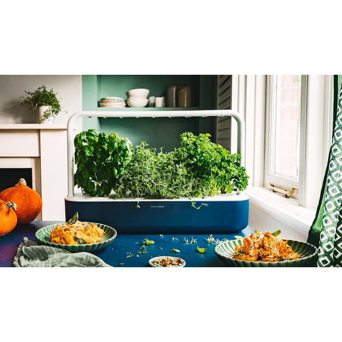 Click and Grow Indoor Garten: Розумний сад для вирощування зелені вдома з LED, 9 капсул (Синій)