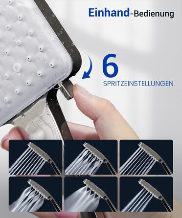 Насадка для душу Newentor з 6 режимами, велика, економна, високого тиску, позолочена (з шлангом 1,5 м)