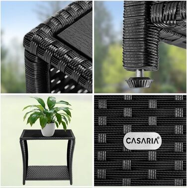 Журнальний столик Casaria Poly Rattan зі стільницею з ДПК, 45x45x40 см, 80 кг, стійкий до погодних умов, чорний