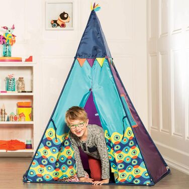 Дитяче намету B. toys Tipi з ліхтарем – ігровий намет для дому, кімнати, в приміщенні для хлопчиків та дівчаток від 3 років, блакитний