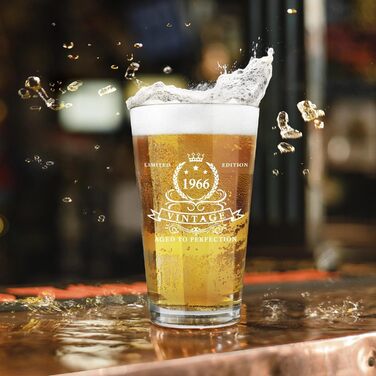 Пивний келих LIGHTEN LIFE 450 мл в дерев'яній подарунковій коробці, 1966 рік народження - ідеальний подарунок чоловікові/батькові на 60 років