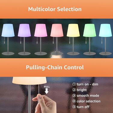 Світлодіодна настільна лампа Outdoor Dimmable RGB Color Change Бездротова USB-акумуляторна батарея IP44 (срібло)