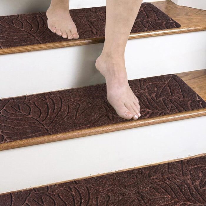 Килимки для сходів Leeko Stair Mats прямокутні 15 шт 76х20 см коричневі