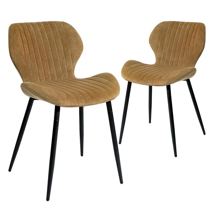 Набір з 2-х обідніх крісел CangLong, м'який крісло-релакс для кухні, їдальні та вітальні, гостьові крісла з масивними дерев'яними ніжками (колір: коричневий)