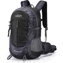 Водонепроникний туристичний рюкзак з чохлом від дощу Відкритий рюкзак Трекінгові рюкзаки для кемпінгу походи і сходження чорний, 4Free 35L