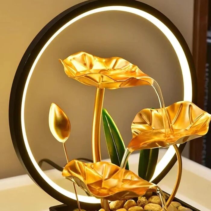 Фонтанчик для дому та саду Zimmerbrunnen LED: сучасний декор з підсвічуванням та безшумною помпою, 28 см