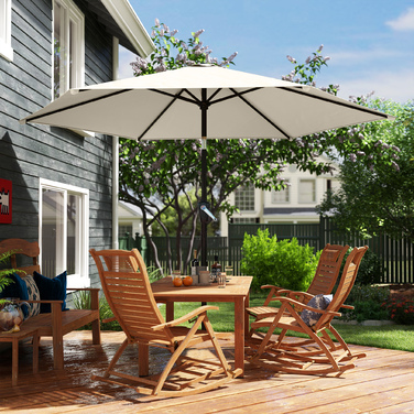 Сонячний парасолька 270 см, шарнірний, для балкона з ручним механізмом, захист від сонця UV 50+, садовий парасолька, кремово-білий