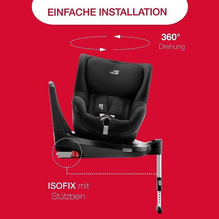 Дитяче автокрісло BRITAX RMER DUALFIX 2 Z-LINE, обертається на 360 для дітей від 61 до 105 см (i-Size), від 3 місяців до 4 років, (з фіксованим ISOFIX, Space Black)