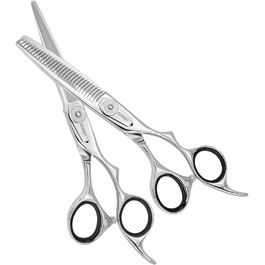 Професійні ножиці для волосся, 6 дюймів, сріблястий набір, 30 зубців, ножиці для полегшення