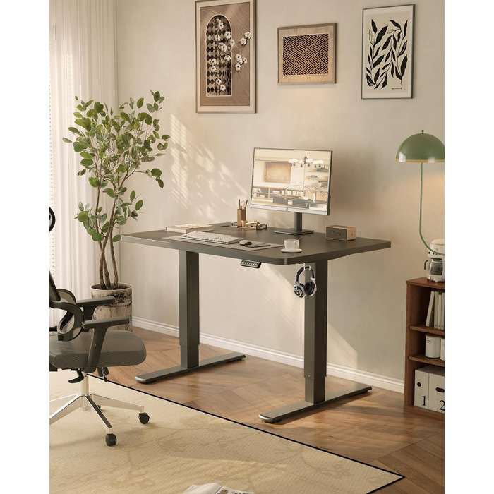 Електричний стіл JUMMICO з регулюванням висоти та USB-портом для зарядки, 100 x 60 см, білий (чорний)