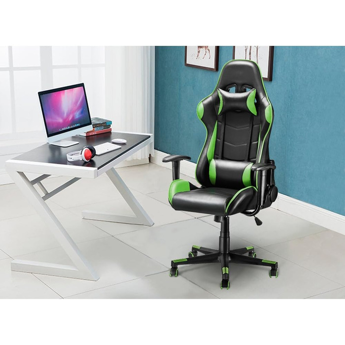 Ігрове крісло Офісне крісло Ергономічне крісло для ПК Комп'ютерне крісло Стілець Стілець (чорний) (зелений)