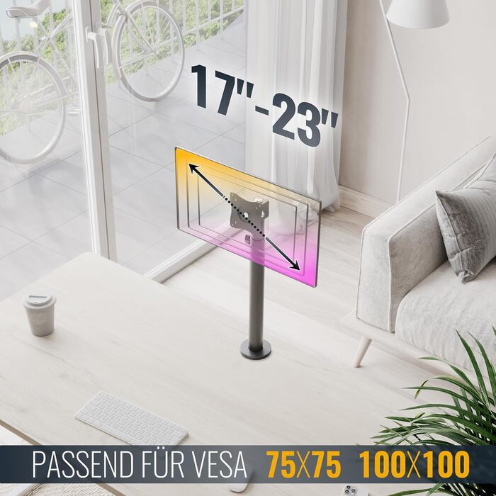 Тримач для монітора RICOO TS4011: кріплення VESA для моніторів 17-32 дюймів, регульований, настільний
