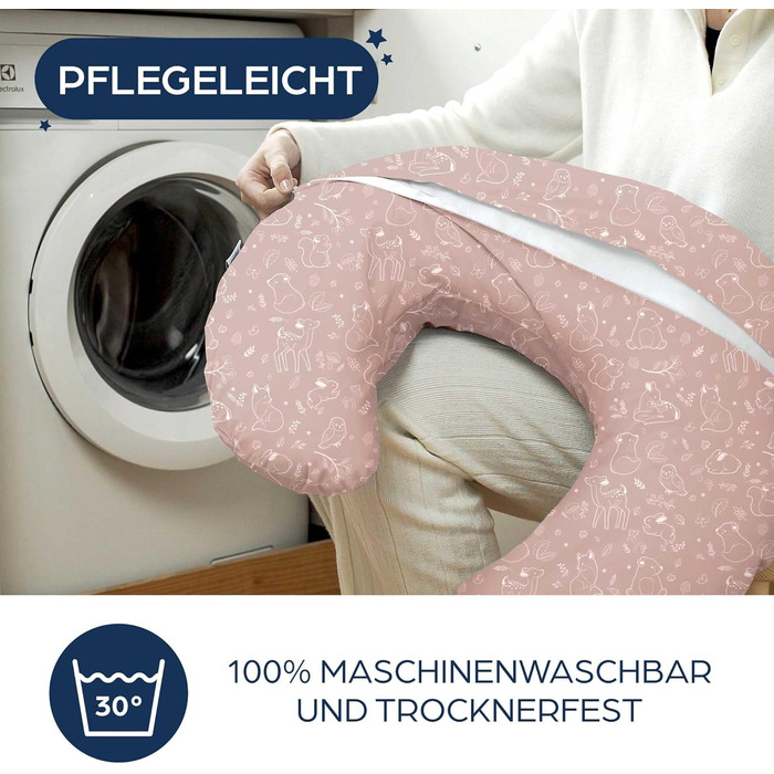 Подушка для вагітних Niimo XXL - подушка для годування & підтримки тіла, 200x70 см, бавовна, Dusty Pink Forest