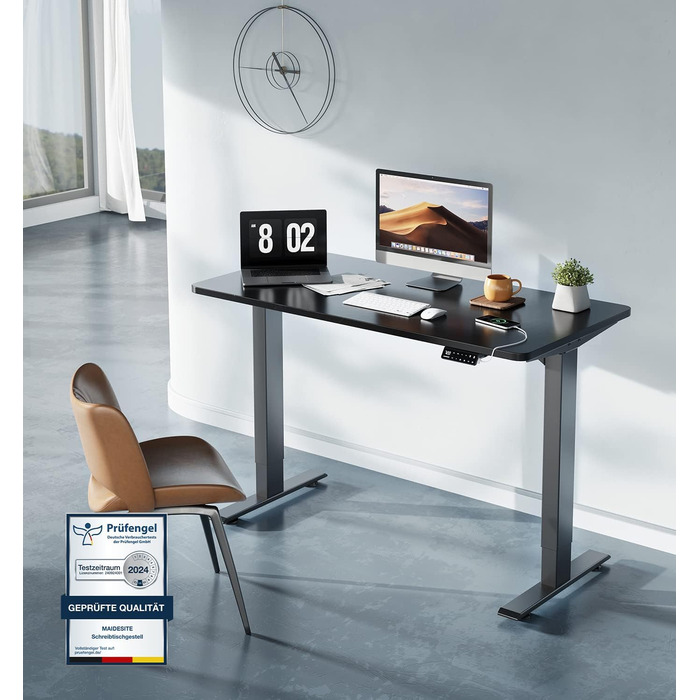 Регульований за висотою електричний стіл MAIDeSITe з 2 моторами, 4 пам'яттю та захистом від зіткнення (чорний), 72-120 см