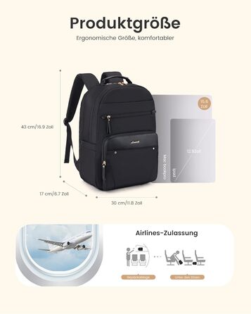 LOVEVOOK Рюкзак для ноутбука, водонепроникний, для жінок, для роботи, школи, подорожей (15,6 дюймів, сіро-зелений)