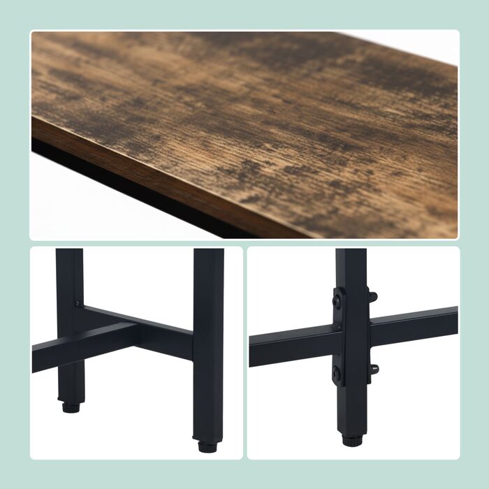 Стіл-консоль Relaxdays з широкою стільницею в індустріальному стилі