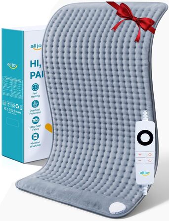 Електричне грілка для спини та тіла ALLJOY 85x45 см з автовимкненням, 6 температурних режимів, сірий колір