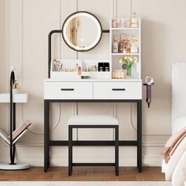 Журнальний столик-туалетник ModernLuxe з дзеркалом, 5 ящиків, розмір 100x76x40 см (без табурета)