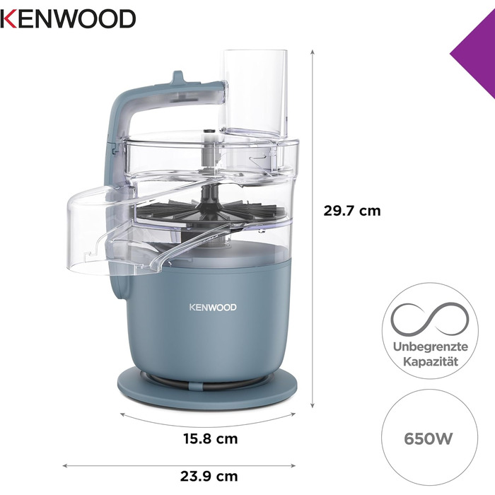 Кухонний комбайн Kenwood MultiPro Go FDP22.130GY, 650 Вт, 1,3 л, Кольори: блакитний та сірий