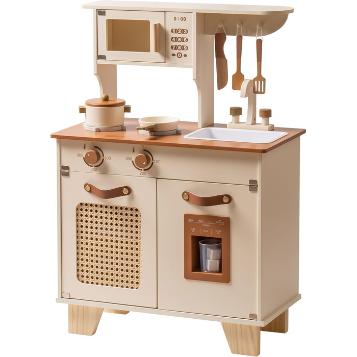 Дерев'яна дитяча кухня ROBOTIME з аксесуарами, ретро-дизайн, зелений, 3-8 років