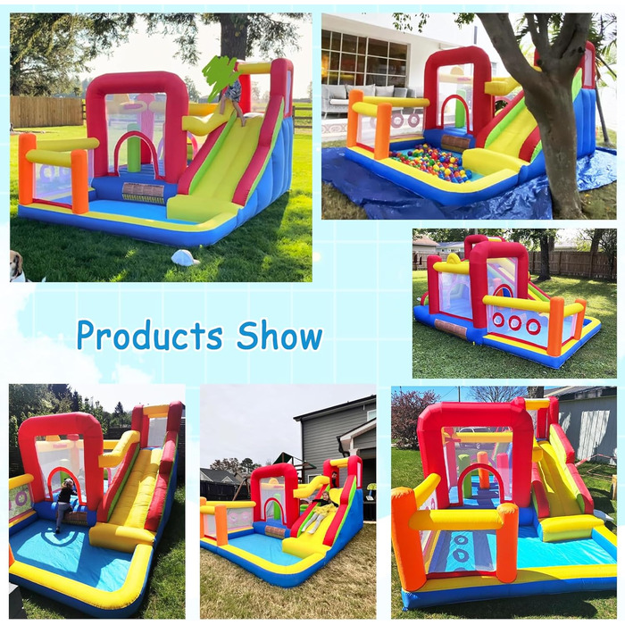 Надувний замок для дітей з насосом, міцний матеріал, для 3-4 дітей, 315x245x194 см (HSH2)