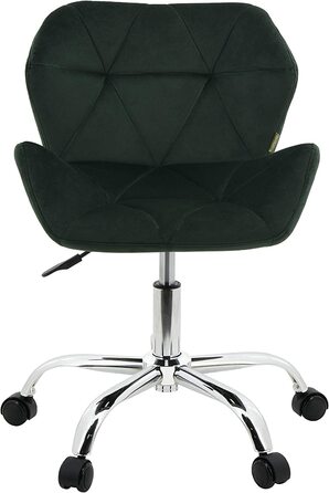 Робоче крісло HNNHOME Eris, сучасне обертове крісло з м'якою оббивкою, з тканини, регульоване по висоті (темно-зелений, оксамитовий)