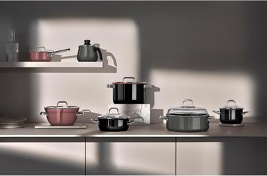 Набір каструль WMF Fusiontec 4 шт, нержавіюча сталь, індукція, для всіх плит, чорний (16/20/24 см) - Made in Germany