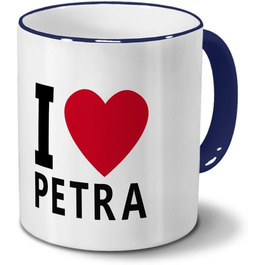 Кружка 'I Love Petra - Іменна кружка, кавоварка, горнятко - синя