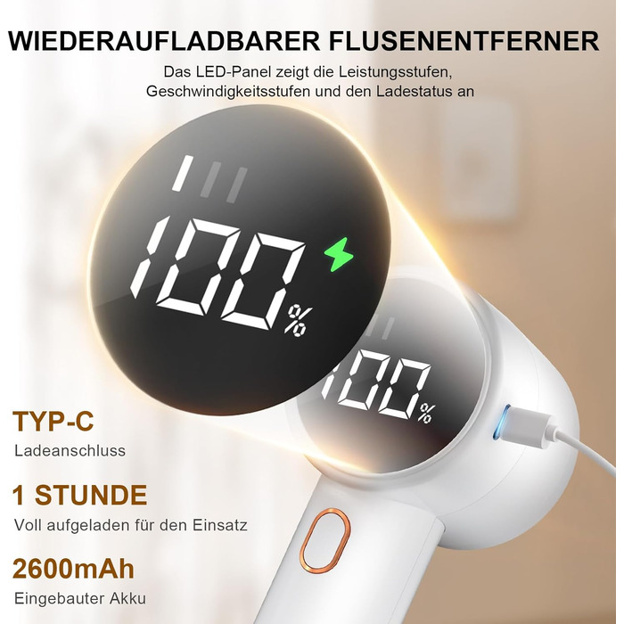 Електричний видалення ворсу для одягу Elfenbein: 6 лез, 3 швидкості, LED-дисплей