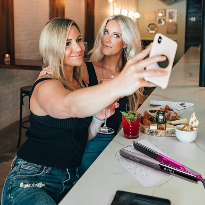 Титановий випрямляч та плойка 2-в-1 ANGENIL Pro Mini для подорожей, сірий (2.5 см) - швидкий нагрів, подвійна напруга