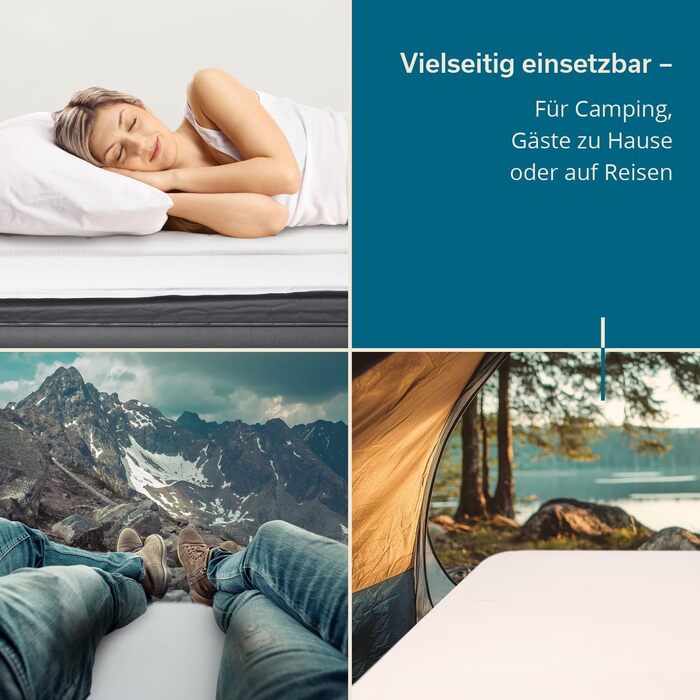 Надувна повітряна матрац Skandika Sveja Flex з USB-насосом | Матрац для кемпінгу, 204x151x43 см, 300 кг, для 2 осіб