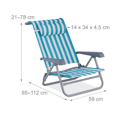 Розкладний шезлонг Relaxdays з подушкою для шиї
