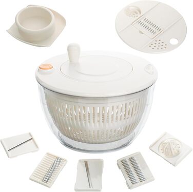 Салатниця-швидкообертач Cozary 4.5L 7-в-1: миття, сушіння, нарізка овочів та фруктів