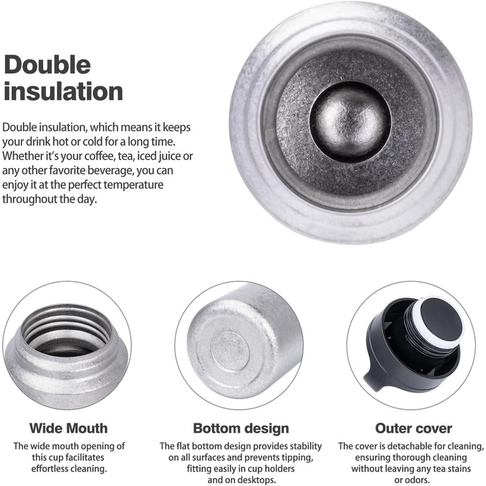 Термос iBasingo 600 мл з подвійними стінками, ізольований, для напоїв, зберігає тепло та холод, Ti3010D